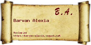 Barvan Alexia névjegykártya
